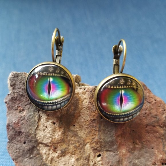 👁️EYE Gorgeous Colors Cat's(?) Eye Earrings - NWOT - Never Worn👁️ - Picture 4 of 6